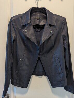 Vex - Faux-Zip, Faux-Suede Jacket, Dark Navy Blue